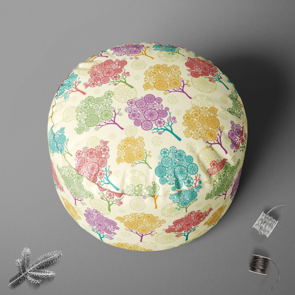 Abstract Trees Footstool Footrest Puffy Pouffe Ottoman Bean Bag | Canvas Fabric - Footstools - ArtzFolio.com