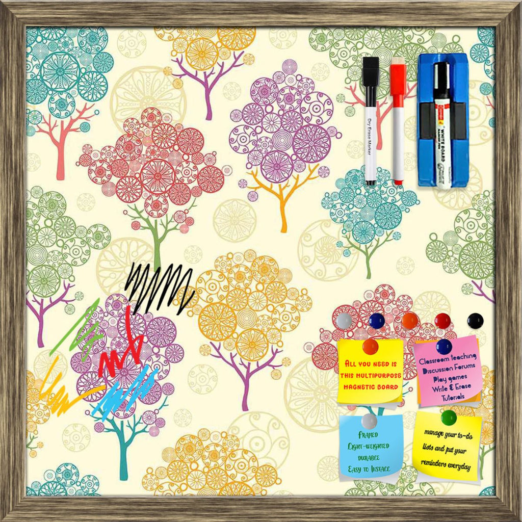 Abstract Trees Framed Magnetic Dry Erase Board | Combo with Magnet Buttons & Markers - Magnetic Boards Framed - ArtzFolio.com