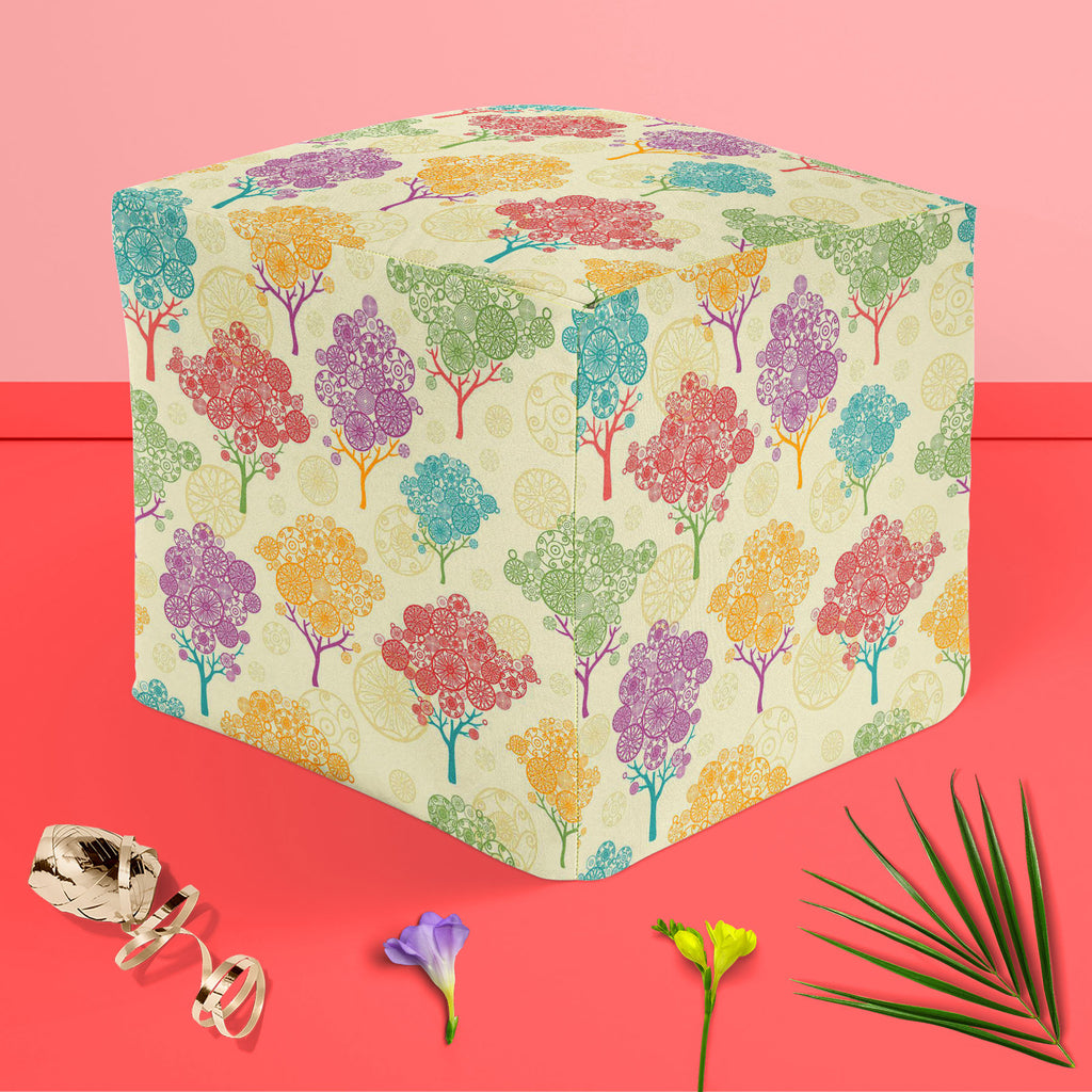 Abstract Trees Footstool Footrest Puffy Pouffe Ottoman Bean Bag | Canvas Fabric - Footstools - ArtzFolio.com