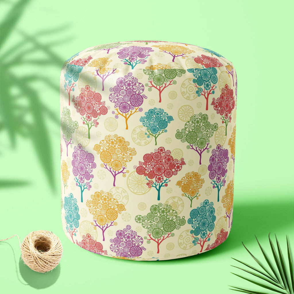 Abstract Trees Footstool Footrest Puffy Pouffe Ottoman Bean Bag | Canvas Fabric - Footstools - ArtzFolio.com