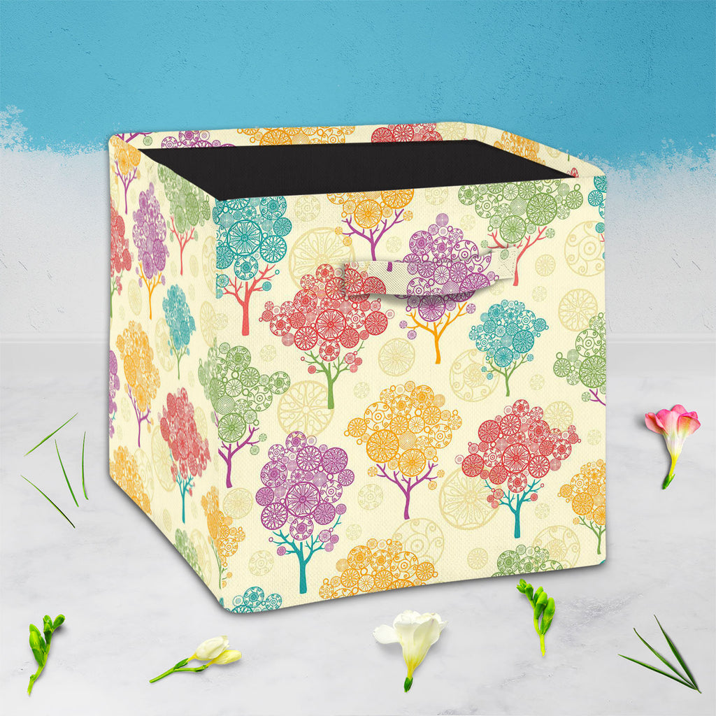 Abstract Trees Foldable Open Storage Bin | Organizer Box, Toy Basket, Shelf Box, Laundry Bag | Canvas Fabric - Storage Bins - ArtzFolio.com
