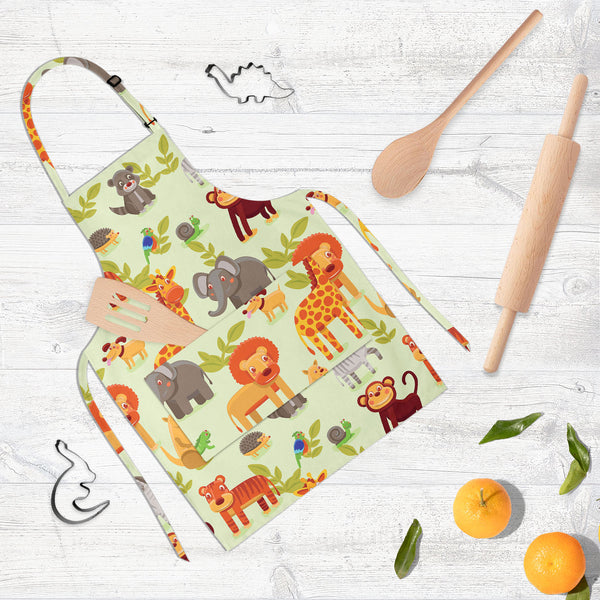 Cartoon Animals D1 Apron | Adjustable, Free Size & Waist Tiebacks-Aprons Neck to Knee-APR_NK_KN-IC 5007326 IC 5007326, African, Animals, Animated Cartoons, Baby, Caricature, Cartoons, Children, Comics, Illustrations, Kids, Landscapes, Nature, Patterns, Scenic, Signs, Signs and Symbols, Wildlife, cartoon, d1, full-length, neck, to, knee, apron, poly-cotton, fabric, adjustable, buckle, waist, tiebacks, africa, animal, ape, backdrop, background, character, cheerful, comic, cute, dog, elephant, forest, funny, g