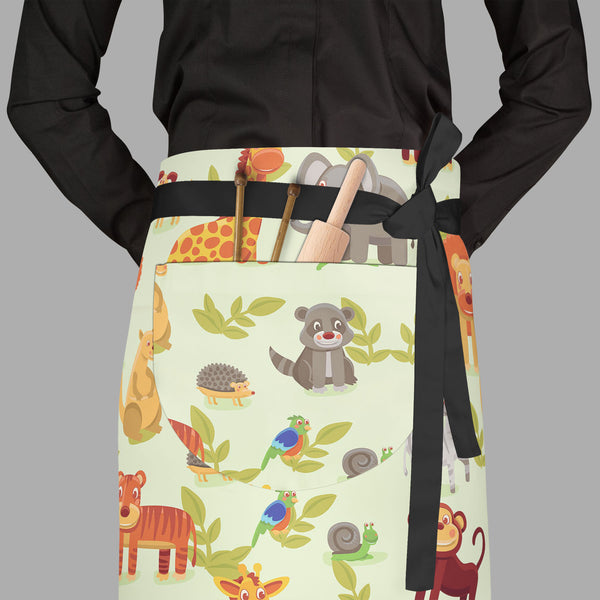 Cartoon Animals D1 Apron | Adjustable, Free Size & Waist Tiebacks-Aprons Waist to Feet-APR_WS_FT-IC 5007326 IC 5007326, African, Animals, Animated Cartoons, Baby, Caricature, Cartoons, Children, Comics, Illustrations, Kids, Landscapes, Nature, Patterns, Scenic, Signs, Signs and Symbols, Wildlife, cartoon, d1, full-length, waist, to, feet, apron, poly-cotton, fabric, adjustable, tiebacks, africa, animal, ape, backdrop, background, character, cheerful, comic, cute, dog, elephant, forest, funny, giraffe, grass