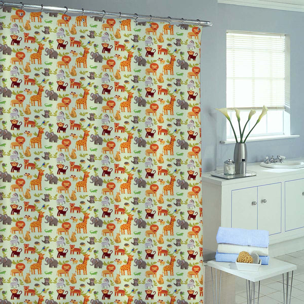 Cartoon Animals Washable Waterproof Shower Curtain-Shower Curtains-CUR_SH-IC 5007326 IC 5007326, African, Animals, Animated Cartoons, Baby, Caricature, Cartoons, Children, Comics, Illustrations, Kids, Landscapes, Nature, Patterns, Scenic, Signs, Signs and Symbols, Wildlife, cartoon, washable, waterproof, shower, curtain, eyelets, africa, animal, ape, backdrop, background, character, cheerful, comic, cute, dog, elephant, forest, funny, giraffe, grass, happy, hedgehog, illustration, jungle, kangaroo, landscap