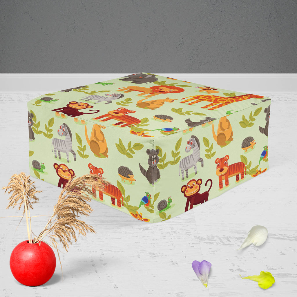 Cartoon Animals D1 Footstool Footrest Puffy Pouffe Ottoman Bean Bag | Canvas Fabric-Footstools-FST_CB_BN-IC 5007326 IC 5007326, African, Animals, Animated Cartoons, Baby, Caricature, Cartoons, Children, Comics, Illustrations, Kids, Landscapes, Nature, Patterns, Scenic, Signs, Signs and Symbols, Wildlife, cartoon, d1, footstool, footrest, puffy, pouffe, ottoman, bean, bag, canvas, fabric, africa, animal, ape, backdrop, background, character, cheerful, comic, cute, dog, elephant, forest, funny, giraffe, grass