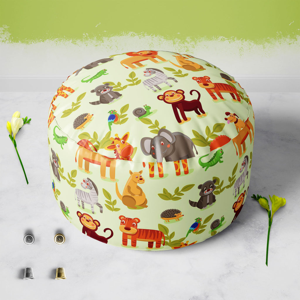 Cartoon Animals D1 Footstool Footrest Puffy Pouffe Ottoman Bean Bag | Canvas Fabric-Footstools-FST_CB_BN-IC 5007326 IC 5007326, African, Animals, Animated Cartoons, Baby, Caricature, Cartoons, Children, Comics, Illustrations, Kids, Landscapes, Nature, Patterns, Scenic, Signs, Signs and Symbols, Wildlife, cartoon, d1, footstool, footrest, puffy, pouffe, ottoman, bean, bag, canvas, fabric, africa, animal, ape, backdrop, background, character, cheerful, comic, cute, dog, elephant, forest, funny, giraffe, grass