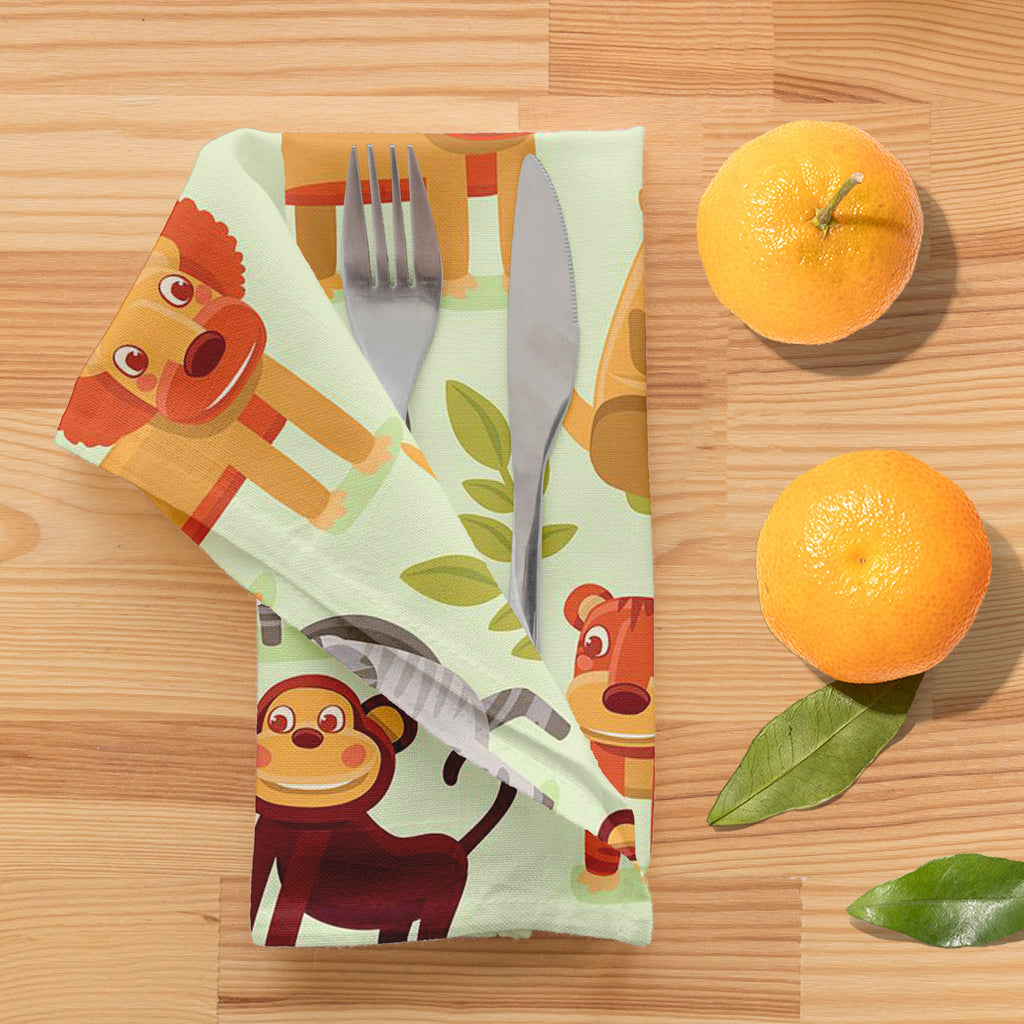 Cartoon Animals D1 Table Napkin-Table Napkins-NAP_TB-IC 5007326 IC 5007326, African, Animals, Animated Cartoons, Baby, Caricature, Cartoons, Children, Comics, Illustrations, Kids, Landscapes, Nature, Patterns, Scenic, Signs, Signs and Symbols, Wildlife, cartoon, d1, table, napkin, africa, animal, ape, backdrop, background, character, cheerful, comic, cute, dog, elephant, forest, funny, giraffe, grass, happy, hedgehog, illustration, jungle, kangaroo, landscape, lion, lizzard, monkey, parrot, pattern, placard