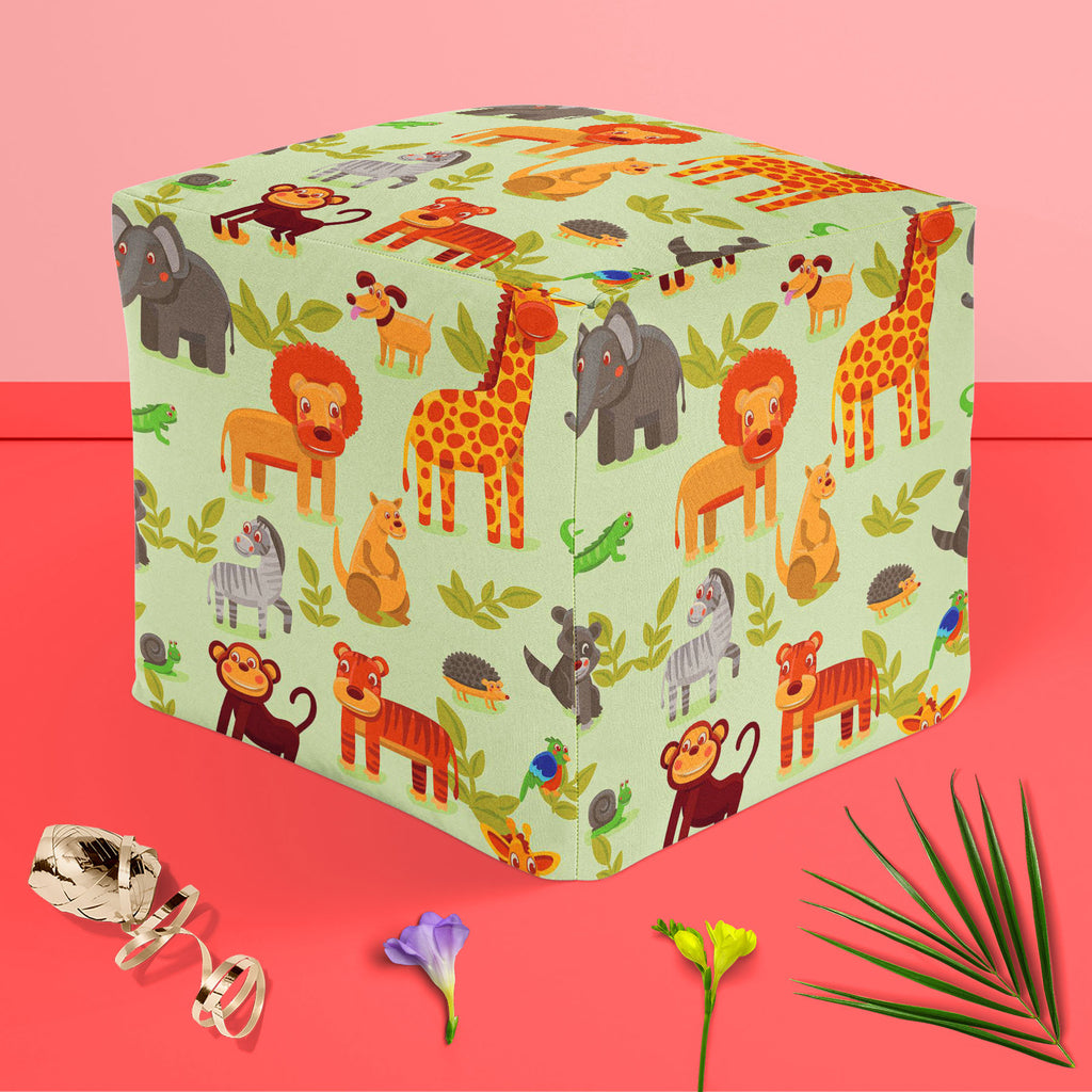 Cartoon Animals D1 Footstool Footrest Puffy Pouffe Ottoman Bean Bag | Canvas Fabric-Footstools-FST_CB_BN-IC 5007326 IC 5007326, African, Animals, Animated Cartoons, Baby, Caricature, Cartoons, Children, Comics, Illustrations, Kids, Landscapes, Nature, Patterns, Scenic, Signs, Signs and Symbols, Wildlife, cartoon, d1, footstool, footrest, puffy, pouffe, ottoman, bean, bag, canvas, fabric, africa, animal, ape, backdrop, background, character, cheerful, comic, cute, dog, elephant, forest, funny, giraffe, grass