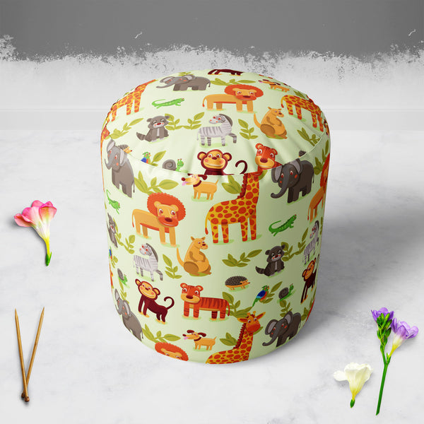 Cartoon Animals D1 Footstool Footrest Puffy Pouffe Ottoman Bean Bag | Canvas Fabric-Footstools-FST_CB_BN-IC 5007326 IC 5007326, African, Animals, Animated Cartoons, Baby, Caricature, Cartoons, Children, Comics, Illustrations, Kids, Landscapes, Nature, Patterns, Scenic, Signs, Signs and Symbols, Wildlife, cartoon, d1, puffy, pouffe, ottoman, footstool, footrest, bean, bag, canvas, fabric, africa, animal, ape, backdrop, background, character, cheerful, comic, cute, dog, elephant, forest, funny, giraffe, grass