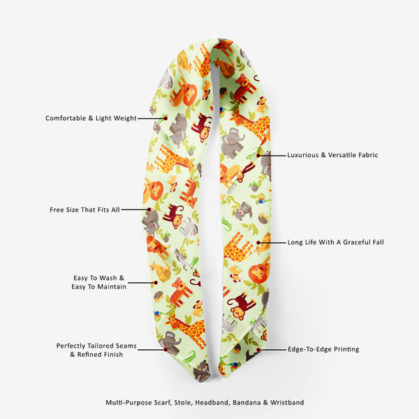 Cartoon Animals Printed Scarf | Neckwear Balaclava | Girls & Women | Soft Poly Fabric-Scarfs Basic-SCF_FB_BS-IC 5007326 IC 5007326, African, Animals, Animated Cartoons, Baby, Caricature, Cartoons, Children, Comics, Illustrations, Kids, Landscapes, Nature, Patterns, Scenic, Signs, Signs and Symbols, Wildlife, cartoon, printed, scarf, neckwear, balaclava, girls, women, soft, poly, fabric, africa, animal, ape, backdrop, background, character, cheerful, comic, cute, dog, elephant, forest, funny, giraffe, grass,