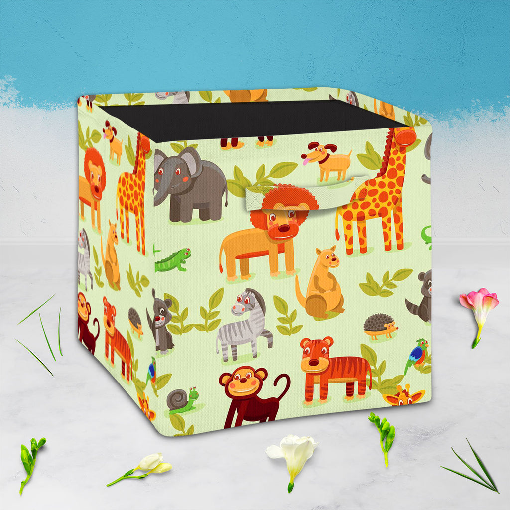 Cartoon Animals D1 Foldable Open Storage Bin | Organizer Box, Toy Basket, Shelf Box, Laundry Bag | Canvas Fabric-Storage Bins-STR_BI_CB-IC 5007326 IC 5007326, African, Animals, Animated Cartoons, Baby, Caricature, Cartoons, Children, Comics, Illustrations, Kids, Landscapes, Nature, Patterns, Scenic, Signs, Signs and Symbols, Wildlife, cartoon, d1, foldable, open, storage, bin, organizer, box, toy, basket, shelf, laundry, bag, canvas, fabric, africa, animal, ape, backdrop, background, character, cheerful, co
