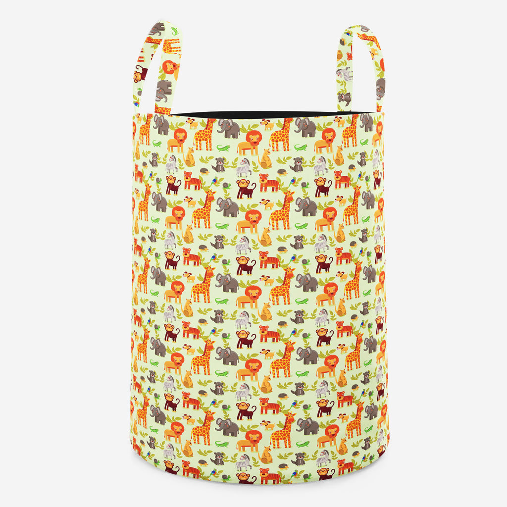 Cartoon Animals Foldable Open Storage Bin | Organizer Box, Toy Basket, Shelf Box, Laundry Bag | Canvas Fabric-Storage Bins-STR_BI_RD-IC 5007326 IC 5007326, African, Animals, Animated Cartoons, Baby, Caricature, Cartoons, Children, Comics, Illustrations, Kids, Landscapes, Nature, Patterns, Scenic, Signs, Signs and Symbols, Wildlife, cartoon, foldable, open, storage, bin, organizer, box, toy, basket, shelf, laundry, bag, canvas, fabric, africa, animal, ape, backdrop, background, character, cheerful, comic, cu