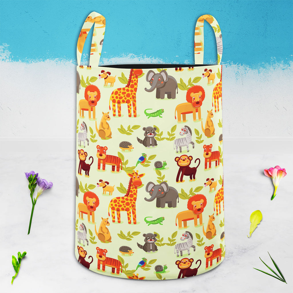 Cartoon Animals D1 Foldable Open Storage Bin | Organizer Box, Toy Basket, Shelf Box, Laundry Bag | Canvas Fabric-Storage Bins-STR_BI_CB-IC 5007326 IC 5007326, African, Animals, Animated Cartoons, Baby, Caricature, Cartoons, Children, Comics, Illustrations, Kids, Landscapes, Nature, Patterns, Scenic, Signs, Signs and Symbols, Wildlife, cartoon, d1, foldable, open, storage, bin, organizer, box, toy, basket, shelf, laundry, bag, canvas, fabric, africa, animal, ape, backdrop, background, character, cheerful, co
