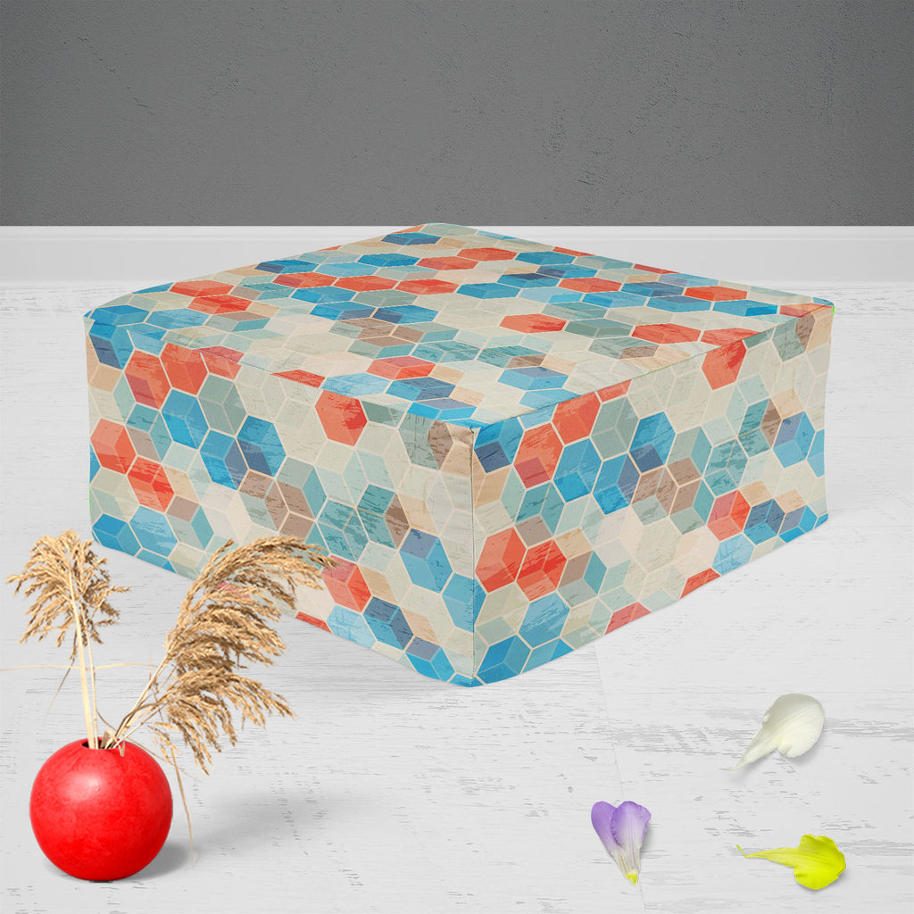 Blue Cubes Footstool Footrest Puffy Pouffe Ottoman Bean Bag | Canvas Fabric-Footstools-FST_CB_BN-IC 5007328 IC 5007328, Abstract Expressionism, Abstracts, Ancient, Art and Paintings, Cities, City Views, Diamond, Digital, Digital Art, Geometric, Geometric Abstraction, Graphic, Historical, Illustrations, Medieval, Paintings, Patterns, Semi Abstract, Signs, Signs and Symbols, Vintage, blue, cubes, footstool, footrest, puffy, pouffe, ottoman, bean, bag, canvas, fabric, abstract, backdrop, backgrounds, collectio