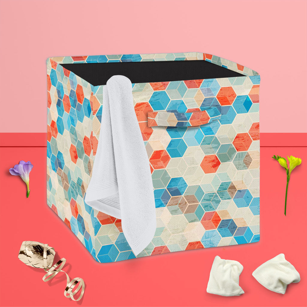 Blue Cubes Foldable Open Storage Bin | Organizer Box, Toy Basket, Shelf Box, Laundry Bag | Canvas Fabric-Storage Bins-STR_BI_CB-IC 5007328 IC 5007328, Abstract Expressionism, Abstracts, Ancient, Art and Paintings, Cities, City Views, Diamond, Digital, Digital Art, Geometric, Geometric Abstraction, Graphic, Historical, Illustrations, Medieval, Paintings, Patterns, Semi Abstract, Signs, Signs and Symbols, Vintage, blue, cubes, foldable, open, storage, bin, organizer, box, toy, basket, shelf, laundry, bag, can