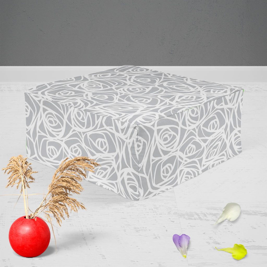 Abstract Pattern D1 Footstool Footrest Puffy Pouffe Ottoman Bean Bag | Canvas Fabric - Footstools - ArtzFolio.com
