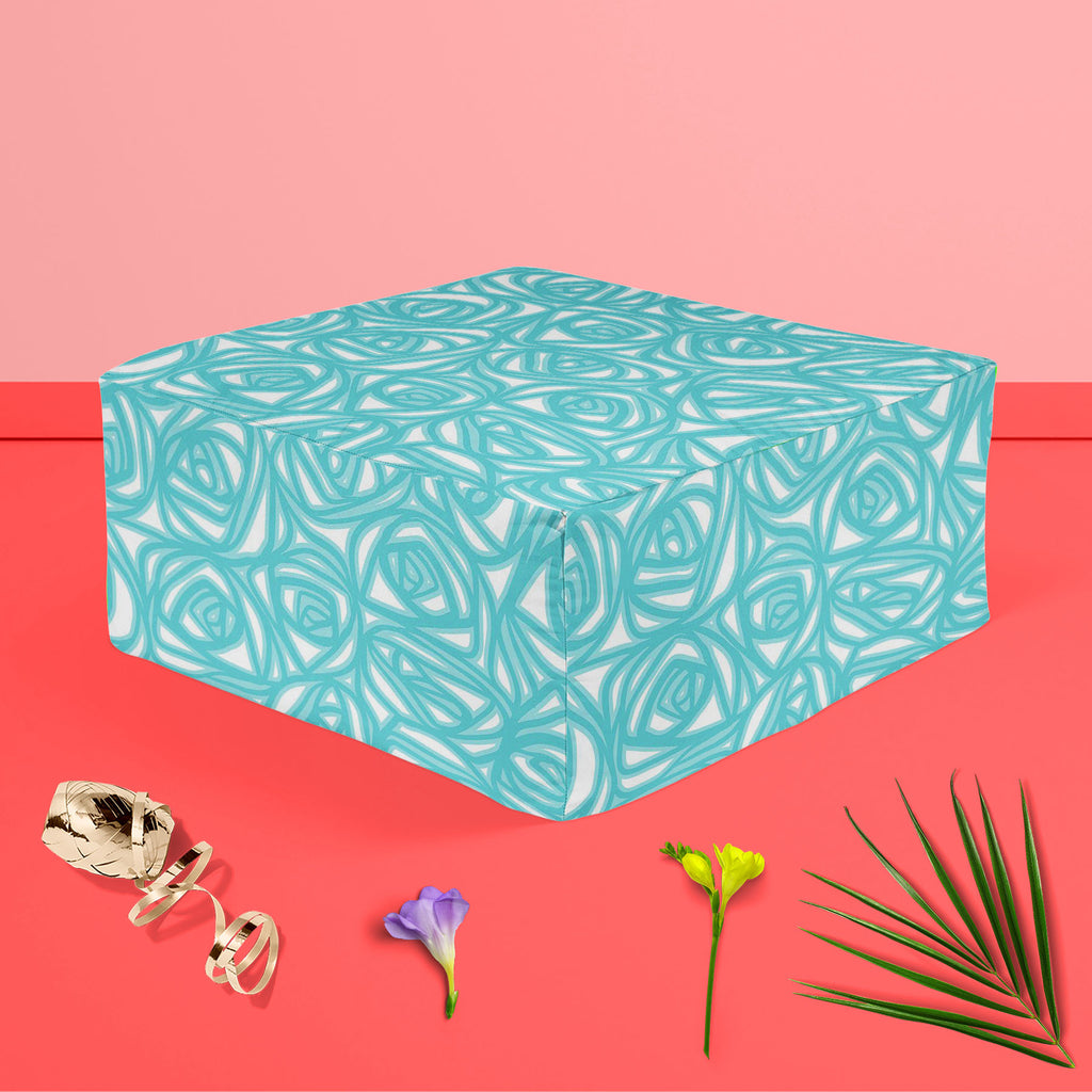 Abstract Pattern D2 Footstool Footrest Puffy Pouffe Ottoman Bean Bag | Canvas Fabric - Footstools - ArtzFolio.com