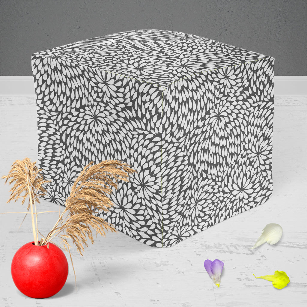 Abstract Pattern D3 Footstool Footrest Puffy Pouffe Ottoman Bean Bag | Canvas Fabric - Footstools - ArtzFolio.com