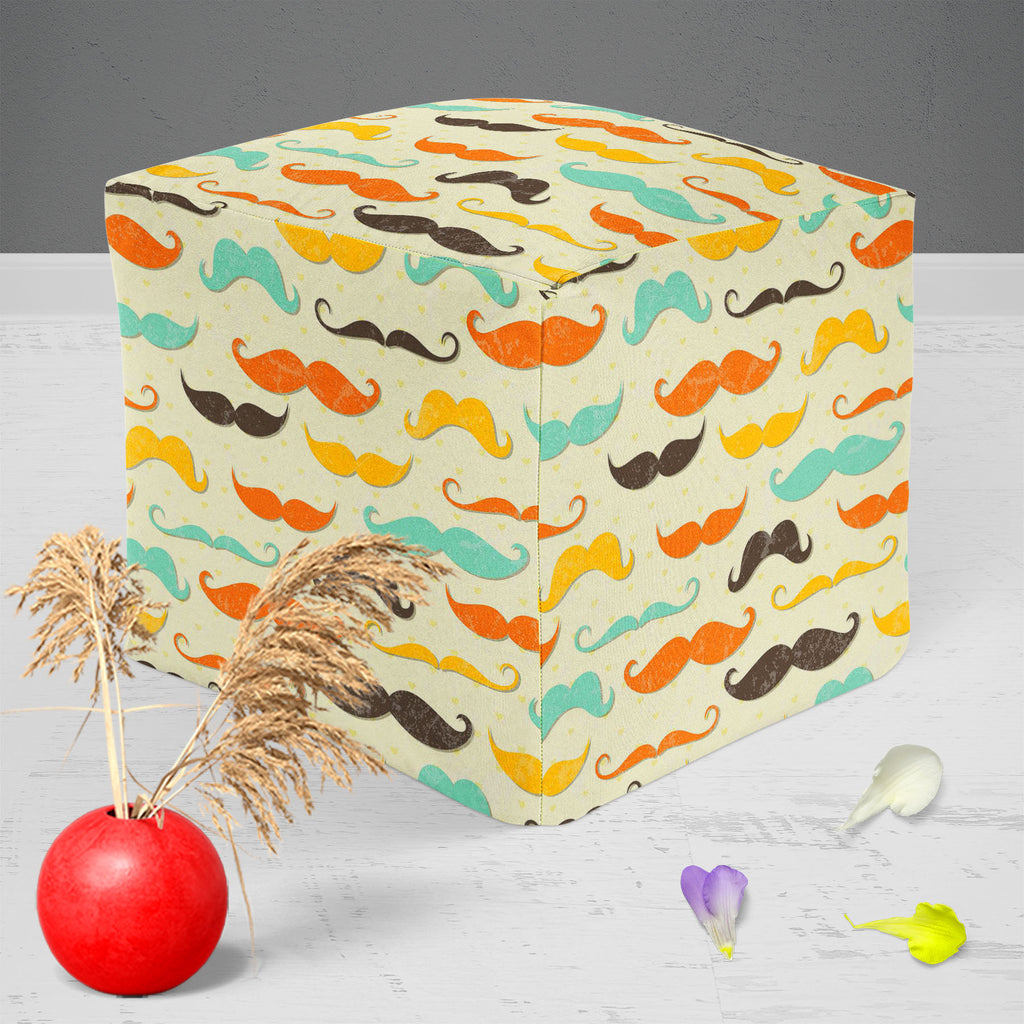 Vintage Mustache D2 Footstool Footrest Puffy Pouffe Ottoman Bean Bag | Canvas Fabric-Footstools-FST_CB_BN-IC 5007336 IC 5007336, Abstract Expressionism, Abstracts, Ancient, Animated Cartoons, Art and Paintings, Calligraphy, Caricature, Cartoons, Drawing, Fashion, Historical, Illustrations, Medieval, Patterns, Retro, Semi Abstract, Signs, Signs and Symbols, Symbols, Text, Vintage, mustache, d2, footstool, footrest, puffy, pouffe, ottoman, bean, bag, canvas, fabric, grunge, whiskers, moustache, abstract, aris