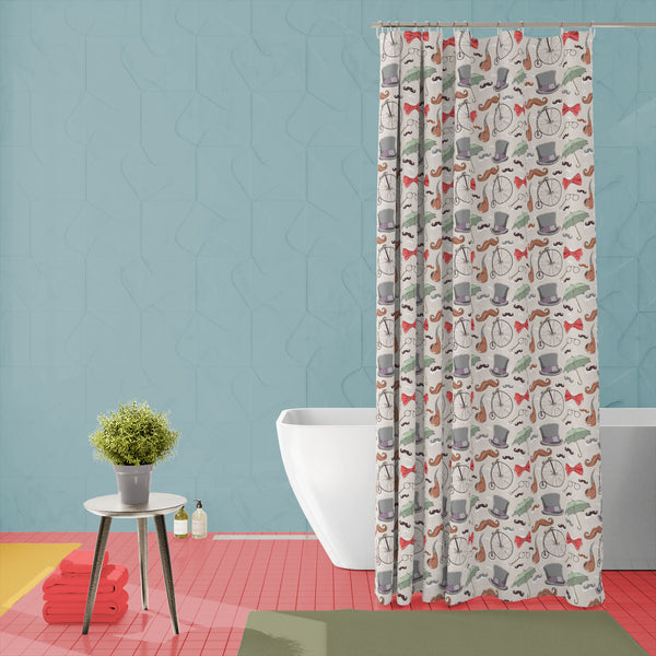Vintage Retro Objects Washable Waterproof Shower Curtain-Shower Curtains-CUR_SH-IC 5007337 IC 5007337, Ancient, Animated Cartoons, Art and Paintings, Automobiles, Caricature, Cartoons, Decorative, Dots, Hand Drawn, Hearts, Historical, Holidays, Illustrations, Love, Medieval, Patterns, Retro, Romance, Sketches, Transportation, Travel, Vehicles, Vintage, objects, washable, waterproof, polyester, shower, curtain, eyelets, pattern, mustache, seamless, wallpaper, background, bicycle, bow, tie, cartoon, cylinder,