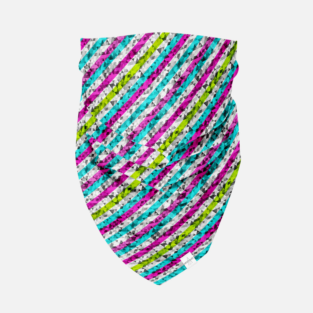 Color Triangles Printed Bandana | Headband Headwear Wristband Balaclava | Unisex | Soft Poly Fabric-Bandanas-BND_FB_BS-IC 5007339 IC 5007339, Abstract Expressionism, Abstracts, Art and Paintings, Black, Black and White, Cities, City Views, Diamond, Digital, Digital Art, Fashion, Geometric, Geometric Abstraction, Graphic, Illustrations, Paintings, Patterns, Retro, Semi Abstract, Signs, Signs and Symbols, Triangles, color, printed, bandana, headband, headwear, wristband, balaclava, unisex, soft, poly, fabric,