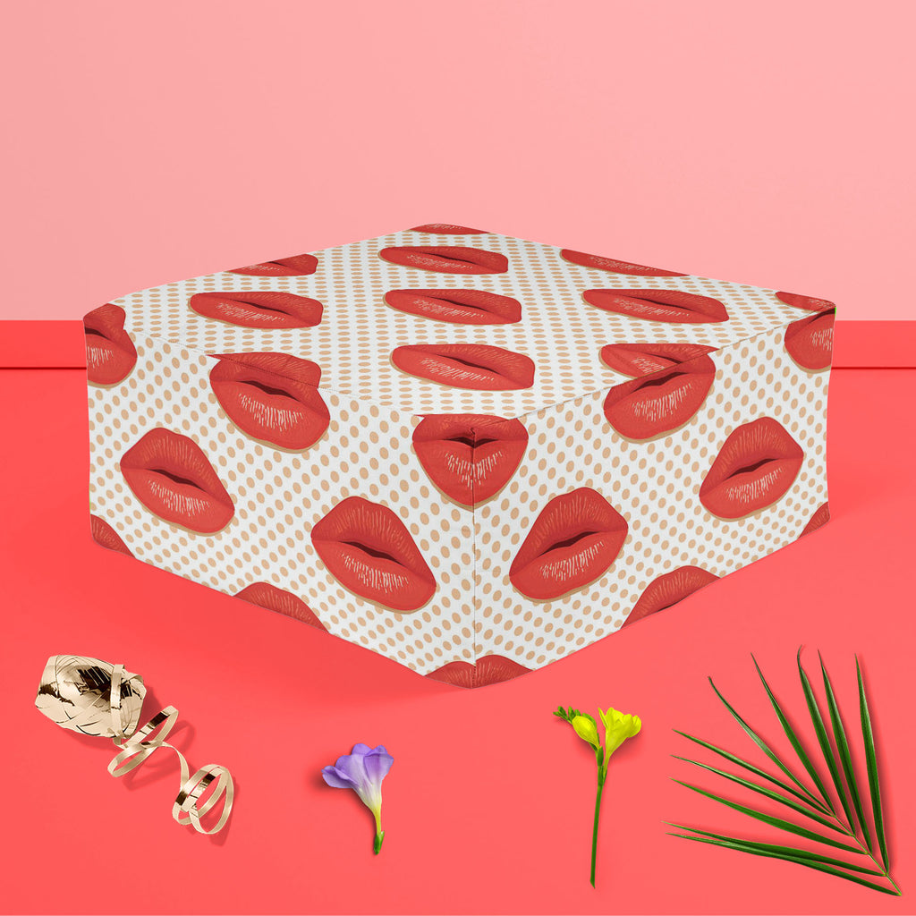 Red Lips Footstool Footrest Puffy Pouffe Ottoman Bean Bag | Canvas Fabric-Footstools-FST_CB_BN-IC 5007343 IC 5007343, Abstract Expressionism, Abstracts, Art and Paintings, Decorative, Fashion, Hearts, Icons, Illustrations, Love, Patterns, People, Romance, Semi Abstract, Signs, Signs and Symbols, Symbols, red, lips, footstool, footrest, puffy, pouffe, ottoman, bean, bag, canvas, fabric, kiss, lip, abstract, art, background, beauty, card, cosmetic, decoration, design, desire, element, female, girl, glamour, h