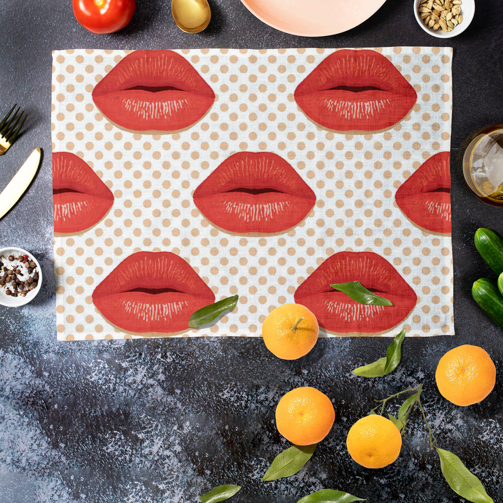 Red Lips Table Mat Placemat-Table Place Mats Fabric-MAT_TB-IC 5007343 IC 5007343, Abstract Expressionism, Abstracts, Art and Paintings, Decorative, Fashion, Hearts, Icons, Illustrations, Love, Patterns, People, Romance, Semi Abstract, Signs, Signs and Symbols, Symbols, red, lips, table, mat, placemat, kiss, lip, abstract, art, background, beauty, card, cosmetic, decoration, design, desire, element, female, girl, glamour, heart, human, icon, illustration, lipstick, makeup, mark, mouth, paint, paper, pattern,