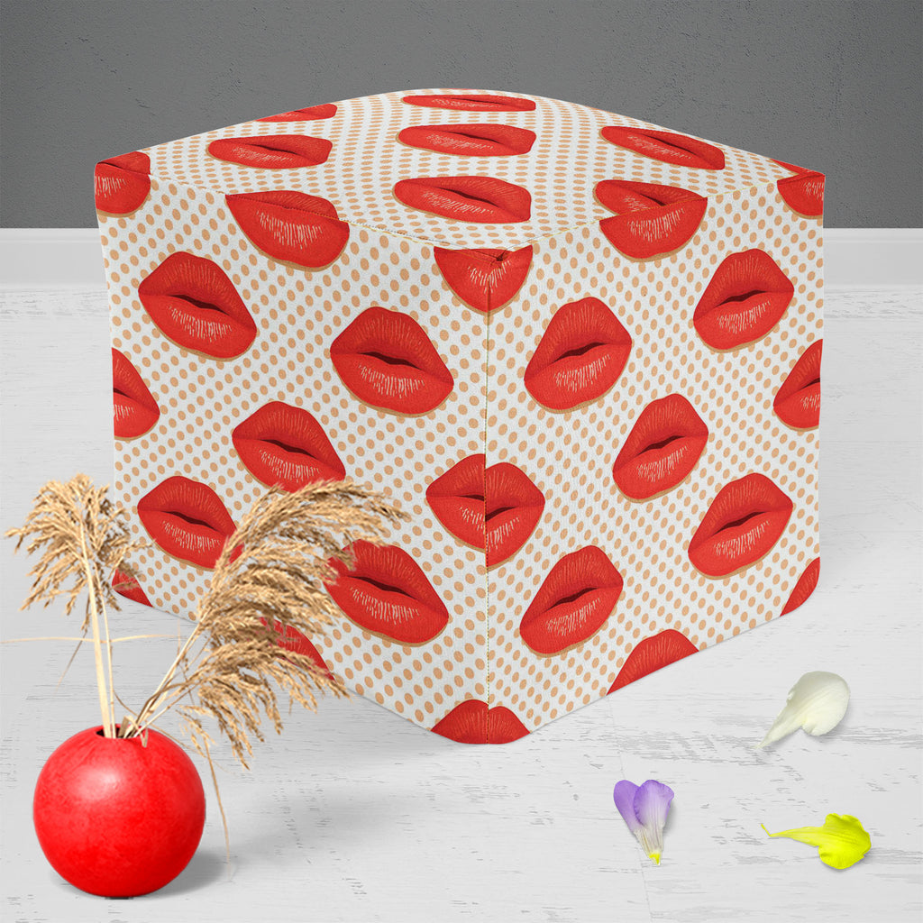 Red Lips Footstool Footrest Puffy Pouffe Ottoman Bean Bag | Canvas Fabric-Footstools-FST_CB_BN-IC 5007343 IC 5007343, Abstract Expressionism, Abstracts, Art and Paintings, Decorative, Fashion, Hearts, Icons, Illustrations, Love, Patterns, People, Romance, Semi Abstract, Signs, Signs and Symbols, Symbols, red, lips, footstool, footrest, puffy, pouffe, ottoman, bean, bag, canvas, fabric, kiss, lip, abstract, art, background, beauty, card, cosmetic, decoration, design, desire, element, female, girl, glamour, h