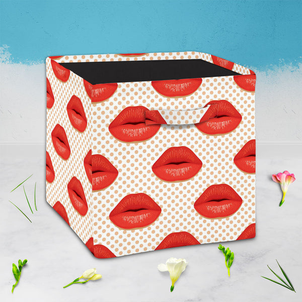 Red Lips Foldable Open Storage Bin | Organizer Box, Toy Basket, Shelf Box, Laundry Bag | Canvas Fabric-Storage Bins-STR_BI_CB-IC 5007343 IC 5007343, Abstract Expressionism, Abstracts, Art and Paintings, Decorative, Fashion, Hearts, Icons, Illustrations, Love, Patterns, People, Romance, Semi Abstract, Signs, Signs and Symbols, Symbols, red, lips, foldable, open, storage, bin, organizer, box, toy, basket, shelf, laundry, bag, canvas, fabric, kiss, lip, abstract, art, background, beauty, card, cosmetic, decora