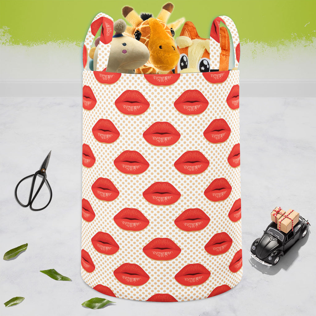 Red Lips Foldable Open Storage Bin | Organizer Box, Toy Basket, Shelf Box, Laundry Bag | Canvas Fabric-Storage Bins-STR_BI_CB-IC 5007343 IC 5007343, Abstract Expressionism, Abstracts, Art and Paintings, Decorative, Fashion, Hearts, Icons, Illustrations, Love, Patterns, People, Romance, Semi Abstract, Signs, Signs and Symbols, Symbols, red, lips, foldable, open, storage, bin, organizer, box, toy, basket, shelf, laundry, bag, canvas, fabric, kiss, lip, abstract, art, background, beauty, card, cosmetic, decora