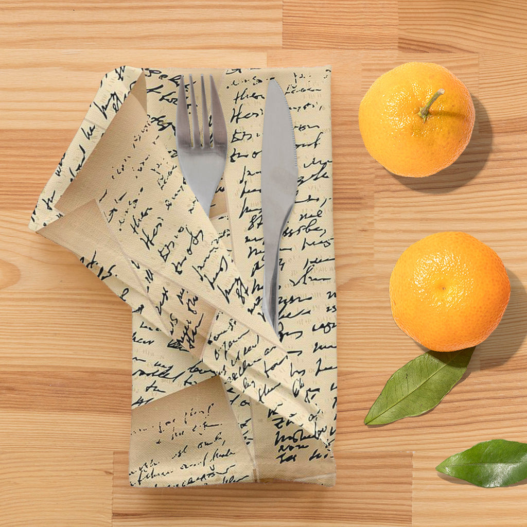 Vintage Handwriting Letter Table Napkin-Table Napkins-NAP_TB-IC 5007344 IC 5007344, Abstract Expressionism, Abstracts, Ancient, Art and Paintings, Black, Black and White, Calligraphy, Education, Historical, Illustrations, Medieval, Patterns, Retro, Schools, Semi Abstract, Signs, Signs and Symbols, Sketches, Text, Universities, Vintage, White, handwriting, letter, table, napkin, abstract, antique, art, author, backdrop, background, cursive, decor, decoration, design, document, draft, grunge, illustration, in