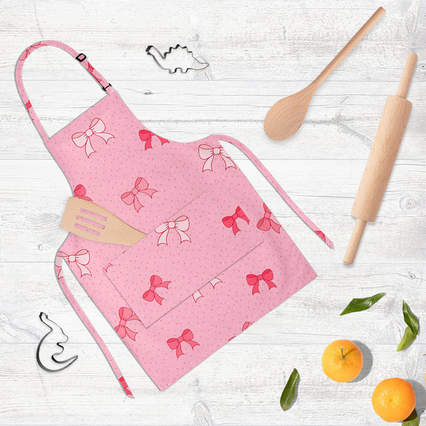 Pink Bows Apron | Adjustable, Free Size & Waist Tiebacks-Aprons Neck to Knee-APR_NK_KN-IC 5007345 IC 5007345, Ancient, Baby, Birthday, Black and White, Books, Children, Digital, Digital Art, Dots, Festivals and Occasions, Festive, Graphic, Hand Drawn, Historical, Holidays, Illustrations, Kids, Love, Medieval, Patterns, Retro, Romance, Signs, Signs and Symbols, Symbols, Vintage, White, pink, bows, full-length, neck, to, knee, apron, poly-cotton, fabric, adjustable, buckle, waist, tiebacks, bow, background, b