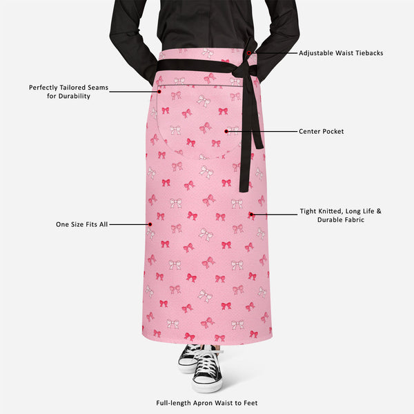 Pink Bows Apron | Adjustable, Free Size & Waist Tiebacks-Aprons Waist to Knee-APR_WS_FT-IC 5007345 IC 5007345, Ancient, Baby, Birthday, Black and White, Books, Children, Digital, Digital Art, Dots, Festivals and Occasions, Festive, Graphic, Hand Drawn, Historical, Holidays, Illustrations, Kids, Love, Medieval, Patterns, Retro, Romance, Signs, Signs and Symbols, Symbols, Vintage, White, pink, bows, full-length, apron, satin, fabric, adjustable, waist, tiebacks, bow, background, birth, card, celebration, chil