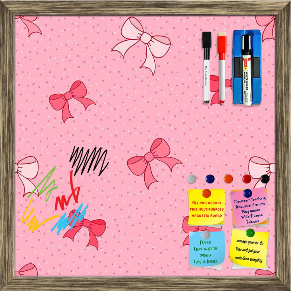 Pink Bows Framed Magnetic Dry Erase Board | Combo with Magnet Buttons & Markers-Magnetic Boards Framed-MGB_FR-IC 5007345 IC 5007345, Ancient, Baby, Birthday, Black and White, Books, Children, Digital, Digital Art, Dots, Festivals and Occasions, Festive, Graphic, Hand Drawn, Historical, Holidays, Illustrations, Kids, Love, Medieval, Patterns, Retro, Romance, Signs, Signs and Symbols, Symbols, Vintage, White, pink, bows, framed, magnetic, dry, erase, board, printed, whiteboard, with, 4, magnets, 2, markers, 1