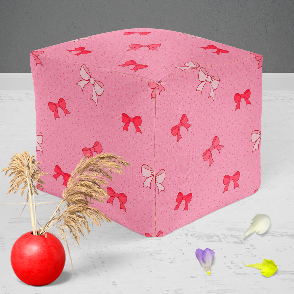 Pink Bows Footstool Footrest Puffy Pouffe Ottoman Bean Bag | Canvas Fabric-Footstools-FST_CB_BN-IC 5007345 IC 5007345, Ancient, Baby, Birthday, Black and White, Books, Children, Digital, Digital Art, Dots, Festivals and Occasions, Festive, Graphic, Hand Drawn, Historical, Holidays, Illustrations, Kids, Love, Medieval, Patterns, Retro, Romance, Signs, Signs and Symbols, Symbols, Vintage, White, pink, bows, footstool, footrest, puffy, pouffe, ottoman, bean, bag, canvas, fabric, bow, background, birth, card, c