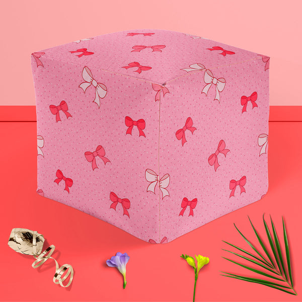Pink Bows Footstool Footrest Puffy Pouffe Ottoman Bean Bag | Canvas Fabric-Footstools-FST_CB_BN-IC 5007345 IC 5007345, Ancient, Baby, Birthday, Black and White, Books, Children, Digital, Digital Art, Dots, Festivals and Occasions, Festive, Graphic, Hand Drawn, Historical, Holidays, Illustrations, Kids, Love, Medieval, Patterns, Retro, Romance, Signs, Signs and Symbols, Symbols, Vintage, White, pink, bows, puffy, pouffe, ottoman, footstool, footrest, bean, bag, canvas, fabric, bow, background, birth, card, c