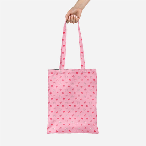 ArtzFolio Pink Bows Tote Bag Shoulder Purse | Multipurpose-Tote Bags Basic-AZ5007345TOT_RF-IC 5007345 IC 5007345, Ancient, Baby, Birthday, Black and White, Books, Children, Digital, Digital Art, Dots, Festivals and Occasions, Festive, Graphic, Hand Drawn, Historical, Holidays, Illustrations, Kids, Love, Medieval, Patterns, Retro, Romance, Signs, Signs and Symbols, Symbols, Vintage, White, pink, bows, canvas, tote, bag, shoulder, purse, multipurpose, bow, background, birth, card, celebration, childish, color