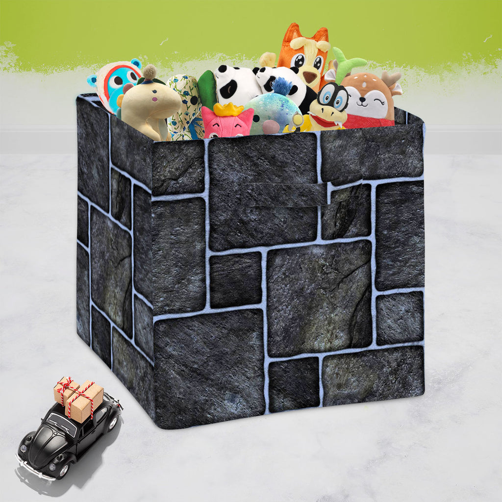 Black Mosaic Foldable Open Storage Bin | Organizer Box, Toy Basket, Shelf Box, Laundry Bag | Canvas Fabric-Storage Bins-STR_BI_CB-IC 5007351 IC 5007351, Abstract Expressionism, Abstracts, Architecture, Black, Black and White, Check, Digital, Digital Art, Geometric, Geometric Abstraction, Graphic, Grid Art, Marble, Marble and Stone, Patterns, Semi Abstract, mosaic, foldable, open, storage, bin, organizer, box, toy, basket, shelf, laundry, bag, canvas, fabric, ceramic, floor, abstract, background, bath, block