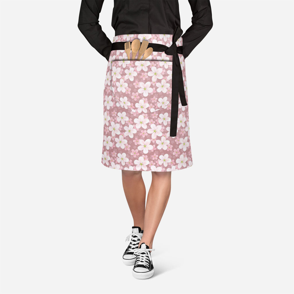 Cherry Blossoms Apron | Adjustable, Free Size & Waist Tiebacks-Apron Waist to Feet-APR_WS_KN-IC 5007354 IC 5007354, Black and White, Botanical, Decorative, Floral, Flowers, Illustrations, Nature, Patterns, Scenic, Seasons, Signs, Signs and Symbols, White, cherry, blossoms, apron, adjustable, free, size, waist, tiebacks, background, seamless, texture, pattern, beautiful, beauty, bloom, blooming, blossom, decoration, design, element, fabric, flora, flower, illustration, natural, ornate, petal, pink, plant, pu