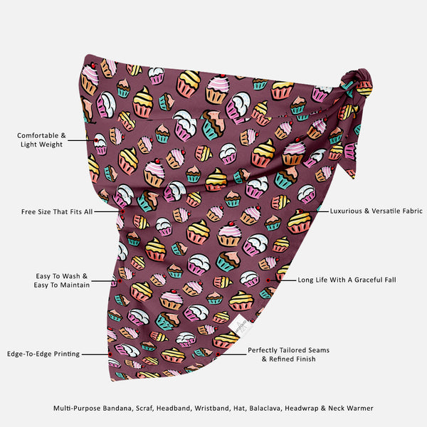 Cupcake Printed Bandana | Headband Headwear Wristband Balaclava | Unisex | Soft Poly Fabric-Bandanas-BND_FB_BS-IC 5007355 IC 5007355, Ancient, Animated Cartoons, Art and Paintings, Caricature, Cartoons, Cuisine, Digital, Digital Art, Drawing, Food, Food and Beverage, Food and Drink, Graphic, Historical, Illustrations, Love, Medieval, Patterns, Retro, Romance, Signs, Signs and Symbols, Vintage, cupcake, printed, bandana, headband, headwear, wristband, balaclava, unisex, soft, poly, fabric, cupcakes, pattern,