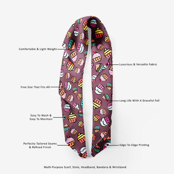Cupcake Printed Scarf | Neckwear Balaclava | Girls & Women | Soft Poly Fabric-Scarfs Basic-SCF_FB_BS-IC 5007355 IC 5007355, Ancient, Animated Cartoons, Art and Paintings, Caricature, Cartoons, Cuisine, Digital, Digital Art, Drawing, Food, Food and Beverage, Food and Drink, Graphic, Historical, Illustrations, Love, Medieval, Patterns, Retro, Romance, Signs, Signs and Symbols, Vintage, cupcake, printed, scarf, neckwear, balaclava, girls, women, soft, poly, fabric, cupcakes, pattern, candy, backdrop, backgroun