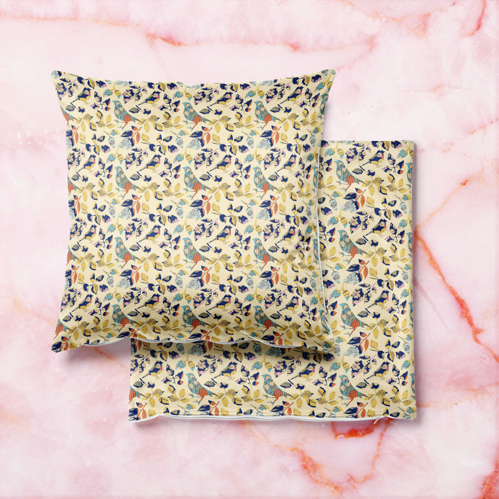 Chirping Birds Cushion Cover Throw Pillow-Cushion Covers-CUS_CV-IC 5007356 IC 5007356, Abstract Expressionism, Abstracts, Ancient, Art and Paintings, Asian, Birds, Botanical, Decorative, Drawing, Floral, Flowers, Historical, Illustrations, Japanese, Medieval, Modern Art, Nature, Patterns, Retro, Seasons, Semi Abstract, Signs, Signs and Symbols, Symbols, Vintage, chirping, cushion, cover, throw, pillow, abstract, art, asia, background, banner, bird, blue, branch, color, decoration, design, elegance, element,