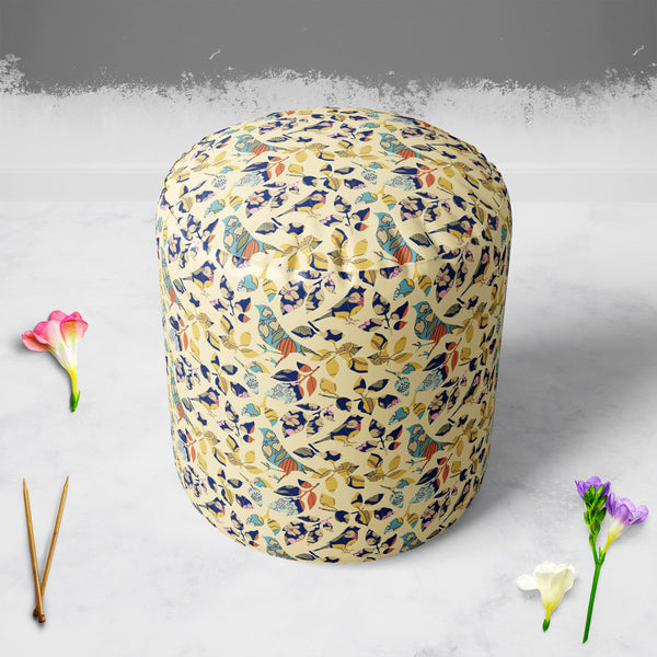 Chirping Birds Footstool Footrest Puffy Pouffe Ottoman Bean Bag | Canvas Fabric-Footstools-FST_CB_BN-IC 5007356 IC 5007356, Abstract Expressionism, Abstracts, Ancient, Art and Paintings, Asian, Birds, Botanical, Decorative, Drawing, Floral, Flowers, Historical, Illustrations, Japanese, Medieval, Modern Art, Nature, Patterns, Retro, Seasons, Semi Abstract, Signs, Signs and Symbols, Symbols, Vintage, chirping, puffy, pouffe, ottoman, footstool, footrest, bean, bag, canvas, fabric, abstract, art, asia, backgro