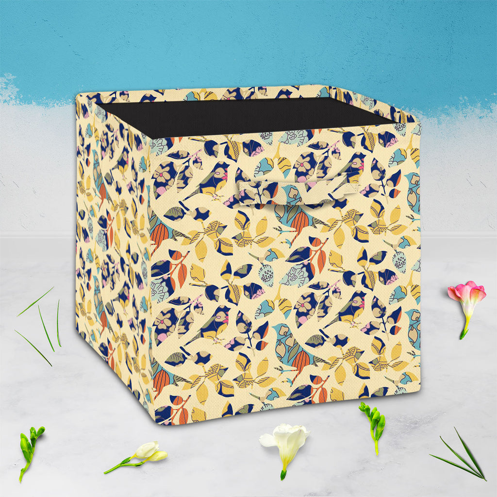 Chirping Birds Foldable Open Storage Bin | Organizer Box, Toy Basket, Shelf Box, Laundry Bag | Canvas Fabric-Storage Bins-STR_BI_CB-IC 5007356 IC 5007356, Abstract Expressionism, Abstracts, Ancient, Art and Paintings, Asian, Birds, Botanical, Decorative, Drawing, Floral, Flowers, Historical, Illustrations, Japanese, Medieval, Modern Art, Nature, Patterns, Retro, Seasons, Semi Abstract, Signs, Signs and Symbols, Symbols, Vintage, chirping, foldable, open, storage, bin, organizer, box, toy, basket, shelf, lau