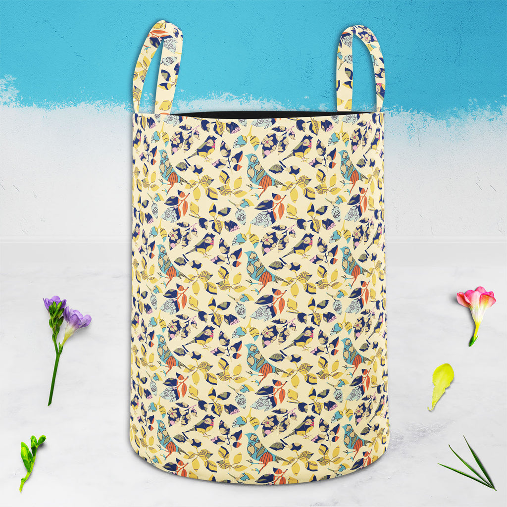 Chirping Birds Foldable Open Storage Bin | Organizer Box, Toy Basket, Shelf Box, Laundry Bag | Canvas Fabric-Storage Bins-STR_BI_CB-IC 5007356 IC 5007356, Abstract Expressionism, Abstracts, Ancient, Art and Paintings, Asian, Birds, Botanical, Decorative, Drawing, Floral, Flowers, Historical, Illustrations, Japanese, Medieval, Modern Art, Nature, Patterns, Retro, Seasons, Semi Abstract, Signs, Signs and Symbols, Symbols, Vintage, chirping, foldable, open, storage, bin, organizer, box, toy, basket, shelf, lau