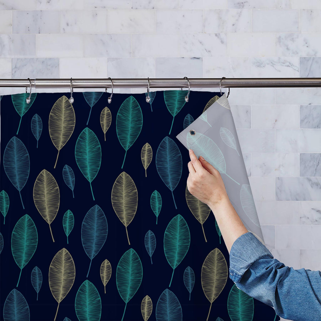 Linear Leaves Washable Waterproof Shower Curtain-Shower Curtains-CUR_SH-IC 5007357 IC 5007357, Animated Cartoons, Art and Paintings, Baby, Botanical, Children, Comics, Decorative, Digital, Digital Art, Fantasy, Floral, Flowers, Graphic, Hand Drawn, Kids, Nature, Patterns, Scandinavian, Scenic, Signs, Signs and Symbols, linear, leaves, washable, waterproof, shower, curtain, art, artistic, bloom, blue, child, comic, curly, cute, day, element, fabric, design, flower, garden, green, hand, drawn, happy, leaf, li