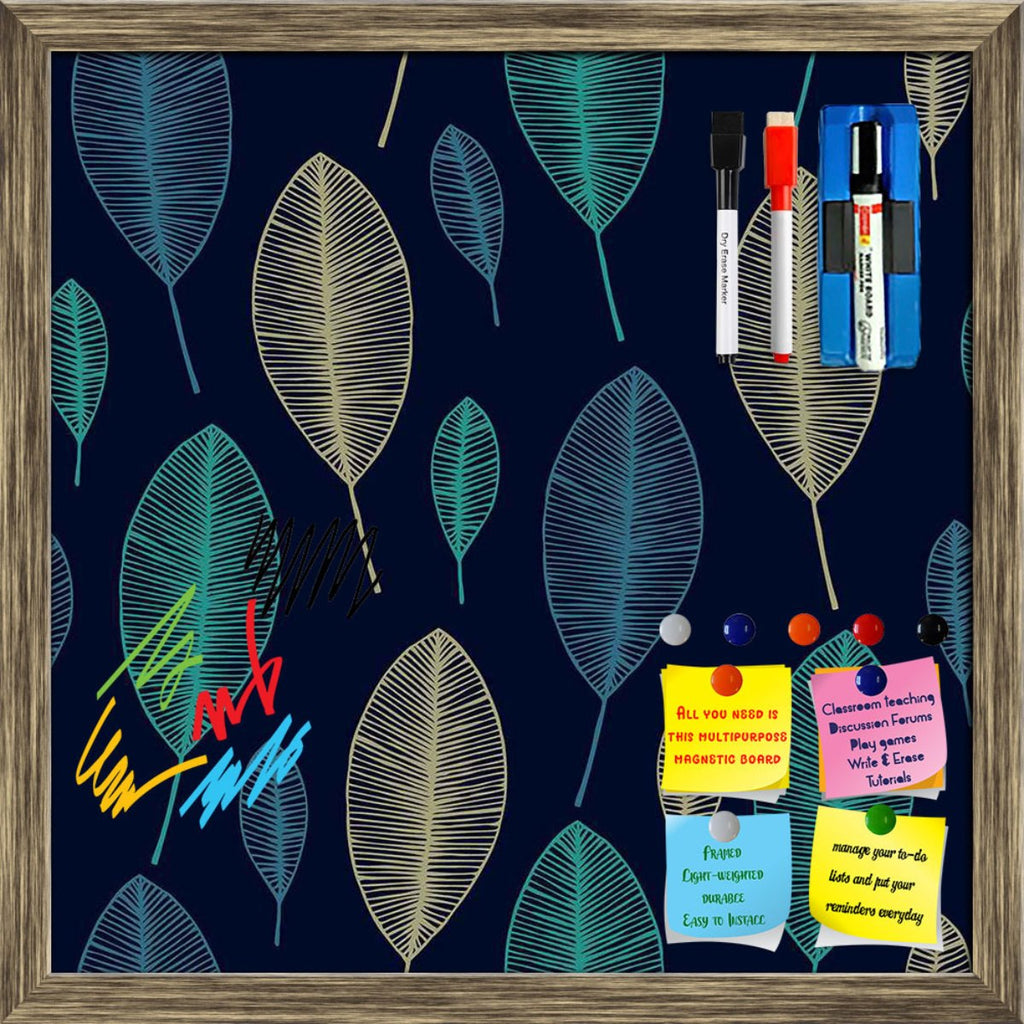 Linear Leaves Framed Magnetic Dry Erase Board | Combo with Magnet Buttons & Markers-Magnetic Boards Framed-MGB_FR-IC 5007357 IC 5007357, Animated Cartoons, Art and Paintings, Baby, Botanical, Children, Comics, Decorative, Digital, Digital Art, Fantasy, Floral, Flowers, Graphic, Hand Drawn, Kids, Nature, Patterns, Scandinavian, Scenic, Signs, Signs and Symbols, linear, leaves, framed, magnetic, dry, erase, board, printed, whiteboard, with, 4, magnets, 2, markers, 1, duster, art, artistic, bloom, blue, child,