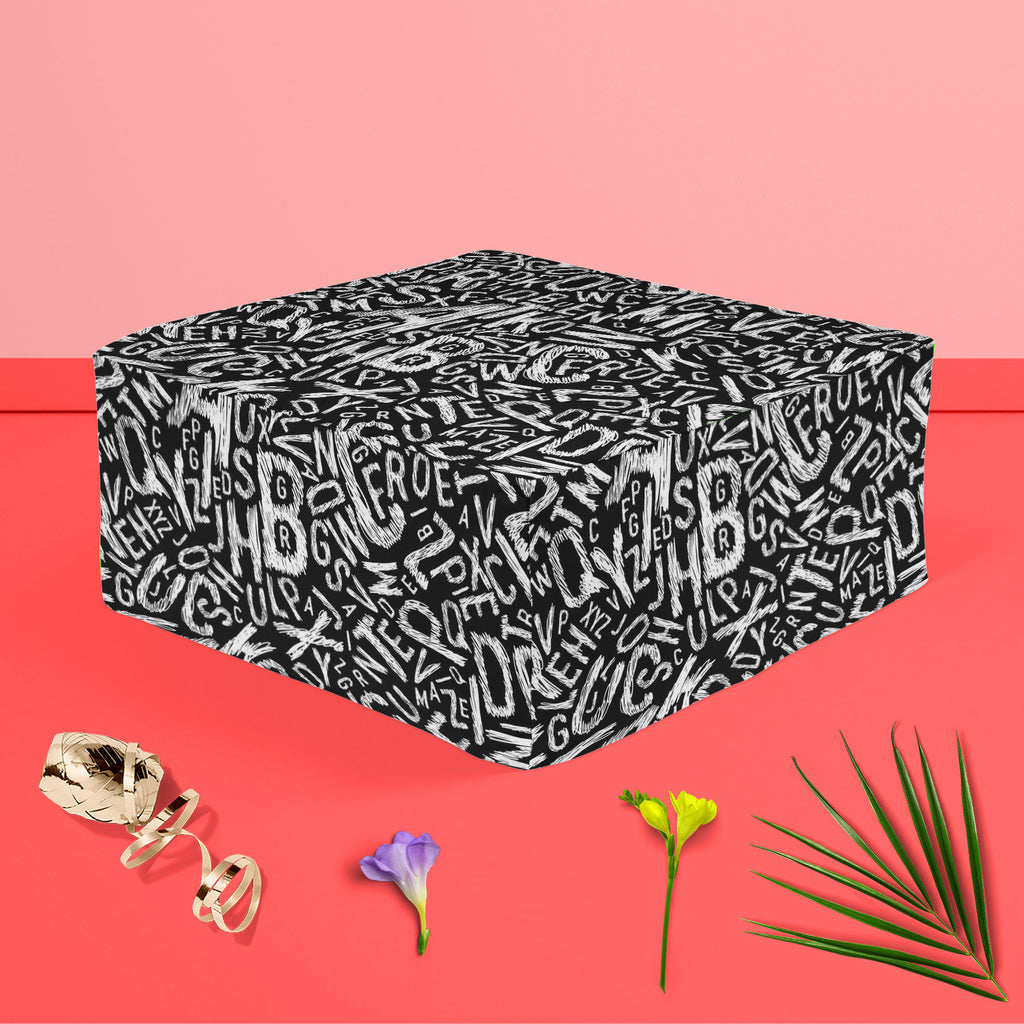 Alphabets Footstool Footrest Puffy Pouffe Ottoman Bean Bag | Canvas Fabric-Footstools-FST_CB_BN-IC 5007359 IC 5007359, Alphabets, Art and Paintings, Black, Black and White, Calligraphy, Decorative, Digital, Digital Art, Education, Geometric, Geometric Abstraction, Graphic, Illustrations, Patterns, Schools, Signs, Signs and Symbols, Symbols, Text, Universities, White, footstool, footrest, puffy, pouffe, ottoman, bean, bag, canvas, fabric, alphabet, art, background, bold, cover, decoration, design, edit, edit