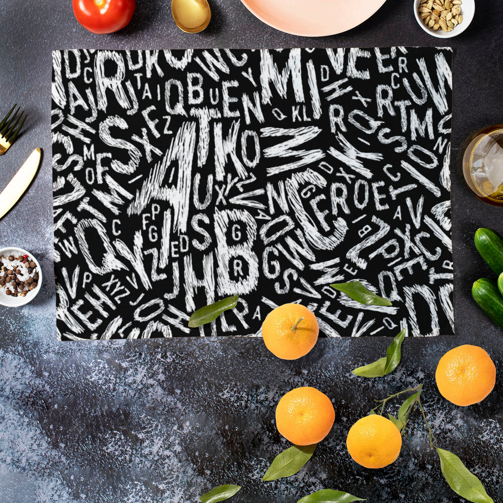 Alphabets Table Mat Placemat-Table Place Mats Fabric-MAT_TB-IC 5007359 IC 5007359, Alphabets, Art and Paintings, Black, Black and White, Calligraphy, Decorative, Digital, Digital Art, Education, Geometric, Geometric Abstraction, Graphic, Illustrations, Patterns, Schools, Signs, Signs and Symbols, Symbols, Text, Universities, White, table, mat, placemat, alphabet, art, background, bold, cover, decoration, design, edit, editable, element, endless, fabric, font, grammar, illustration, layout, learn, letter, li
