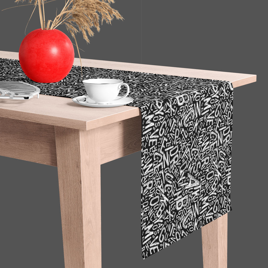 Alphabets Table Runner-Table Runners-RUN_TB-IC 5007359 IC 5007359, Alphabets, Art and Paintings, Black, Black and White, Calligraphy, Decorative, Digital, Digital Art, Education, Geometric, Geometric Abstraction, Graphic, Illustrations, Patterns, Schools, Signs, Signs and Symbols, Symbols, Text, Universities, White, table, runner, alphabet, art, background, bold, cover, decoration, design, edit, editable, element, endless, fabric, font, grammar, illustration, layout, learn, letter, line, linear, mess, neutr